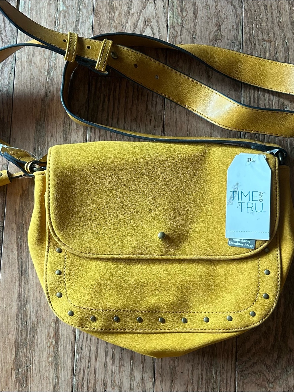 Time and Tru Yellow Studded Crossbody Bag